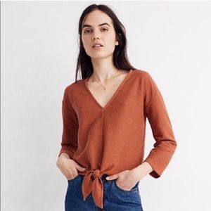 Texture & Thread Tie Front Top